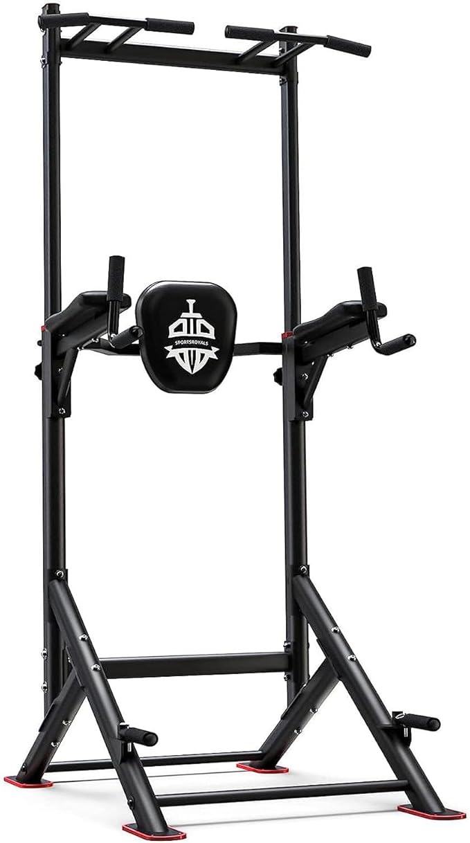 Sportsroyals Power Tower Pull Up Bar Station, 450LBS Stable Pull Up Dip Station for Home Gym Strength Training Equipment