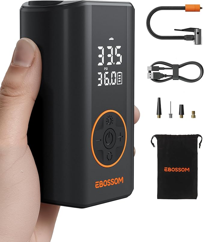 Tire Inflator Portable Air Compressor, 150 PSI Portable Air Pump for Cars-Mini Cordless Bike Pump with Pressure Gauge,Electric Tire Inflator with LED Light for Car Motorcycle Bikes Balls