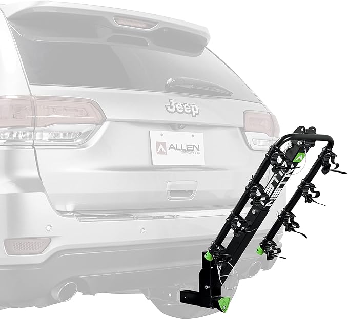 Allen Sports Deluxe Locking Quick Release 4-Bike Carrier for 2 Inch Hitch, Model ZN542Q, Green/Black