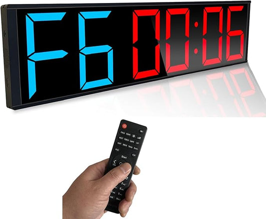 26'' Huge Home Gym Interval Workout Timer Clock, Digital Wall Clock with Seconds Countdown/up, Stopwatch, 8-Alarms, 7-Color Night Light for Tabata/HIIT/MIIT/EMOM/FGB/Boxing (Blue-Red)