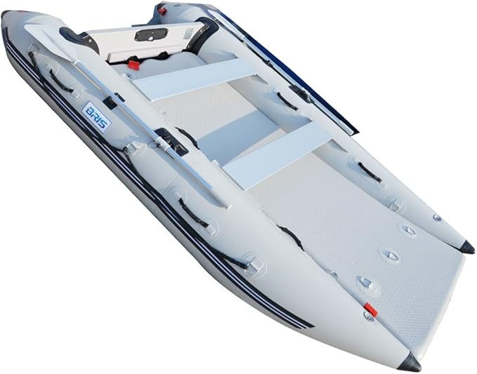 BRIS 11 ft Inflatable Catamaran Inflatable Boat Inflatable Dinghy Mini Cat Boat Gray