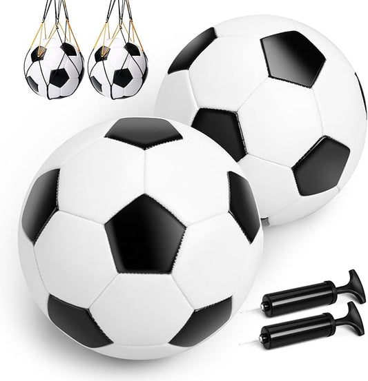 Soccer Ball Size 3/4/5 with Pump & Bag - Pack of 1, 2 or 3 - Official Size & Weight - Classic Black & White - Indoor Outdoor Use - Durable & Long-Lasting - Ideal Gift for Toddler, Kids, Youth & Adults