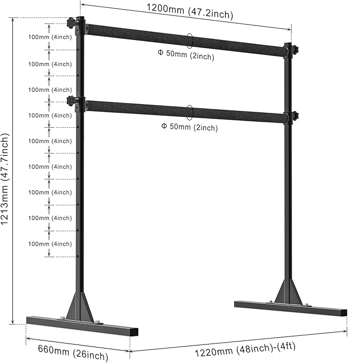SELEWARE Height Adjustable Ballet Barre Freestanding Ballet Bar Heavy Duty Dance Bar Support Barre Movements Body Stretch Pull-ups, Sturdy Construction Never Fall Apart, Anti-Slip
