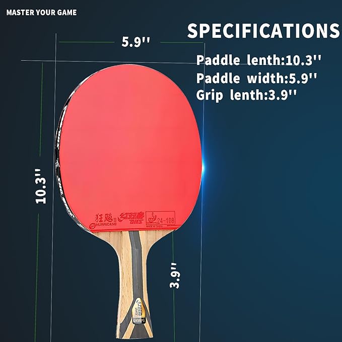 7002 Professional Ping Pong Paddles Carbon Fiber Table Tennis Rackets with 5 Wood 2 Aryslate Carbon Blade