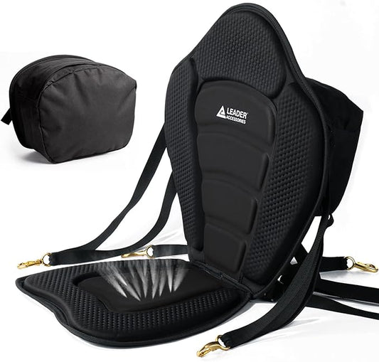 Leader Accessories Kayak Seats Paddle Board Seat Universal Padded Canoe SUP Seat with Back Support - Deluxe Kayak Chair Seat Cushion with Storage Bag