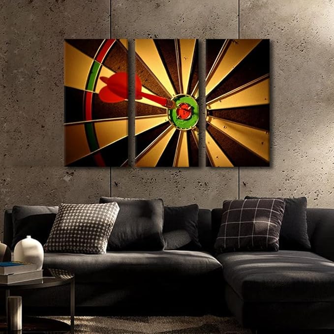 3 Panel Canvas Wall Art for Bedroom Dart Target Wall Art for Living Room Hit the Target Wall Art Decor Inspirational Decor Artwork Rustic Decor for Home Walls Giclee Framed Ready to Hang - 24"Wx36"H