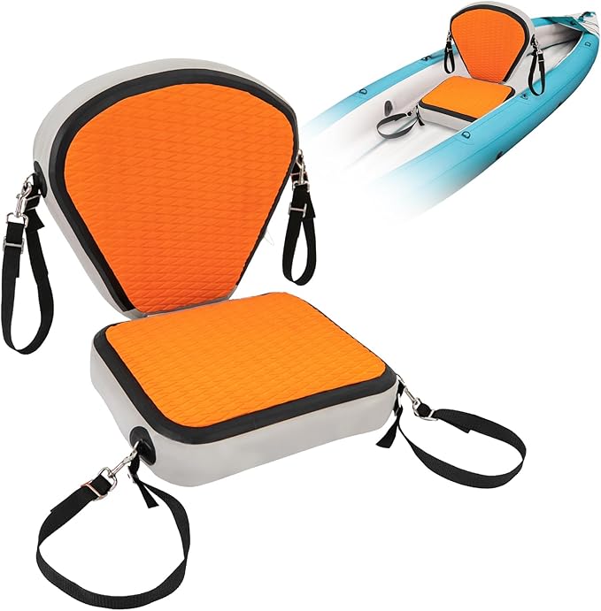 LYNICESHOP Kayak Seats Portable Thicken Seat Cushion for Kayak Padded Kayak Seat w/Back Support Adjustable Strap, for Kayak, Canoe, and Boat (Orange)
