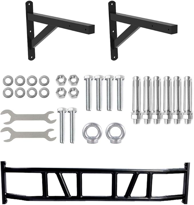 ptlsy Wall Mounted Pull Up Bar Multifunctional with Multi-Grip Chin Up Bar Heavy Duty Dip Station for Home Gym Indoor Workout, Fitness Equipment, Dip Stand Supports to 440 Lbs