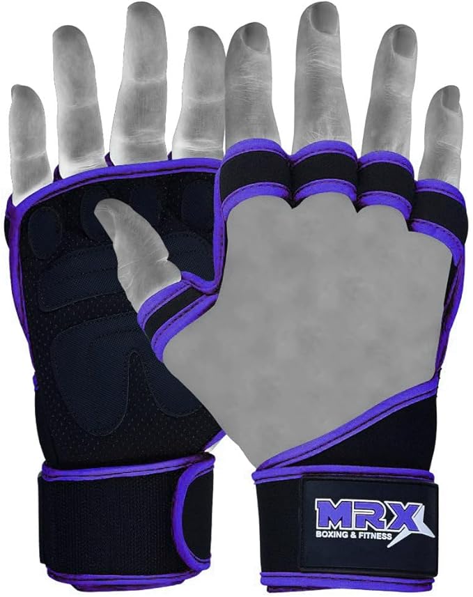 MRX BOXING & FITNESS Workout Gloves for Men and Women Ventilated Weight Lifting Gloves with Wrist Wraps Sticky Palm Protection with Extra Grip Gym Gloves for Exercise Pull Ups, Cross Training