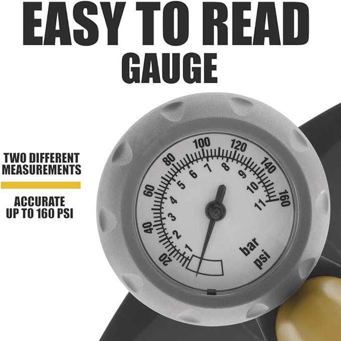 BV Bicycle Pump Durable Bike Floor Pump 17/24 inch Smart Valve Head, 160 psi, Automatically Reversible Presta and Schrader