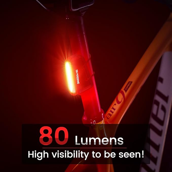 Rear Bike Light 80 Lumen 2 Pack – Rechargeable USB C, Waterproof IP64, 5 Modes Steady/Flash with Memory Function, DON PEREGRINO M1 Bicycle Tail Light