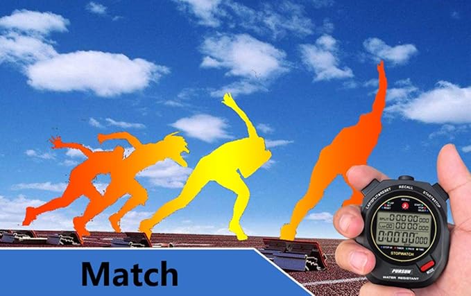 Sport Stopwatch Timer with 100X2laps Split Memory/0.001second Timing,Professional Recall Stop Watch Large Display Alarm Clock Multifunctional for Coach Referee Swimming Running Marathon Competition