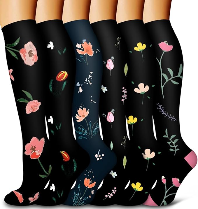 6 Pack Copper Compression Socks for Women and Men Circulation-Best Support for Medical, Running,Nursing,Athletic