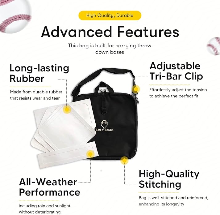 Easy Play Sports & Outdoors, Kids &Adults - Rubber Bases Bag Set - Baseball, Kickball, Tee Ball, Wiffle Ball - Practice, Yard