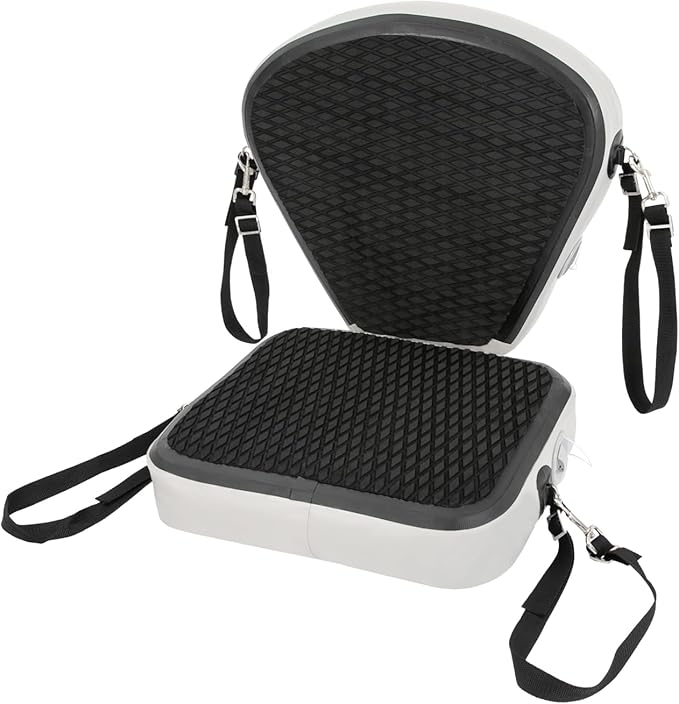 Universal Kayak Seat with Back Support - EVA Padded Thicken Seat Cushion for Kayaking, Canoeing, Rafting, Fishing & Paddle Boards - Adjustable Straps for Comfort and Durability (Black)