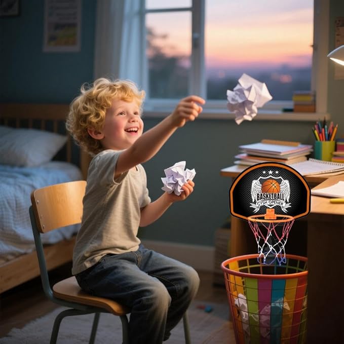 GYSH Trash Can Basketball Hoop，Clip On Any Bin or Behind The Door ! Mini Hoop with Backboard, Ball & Pump，Classroom, Office Toys for Adults, Great Birthday Gift Idea (Black)