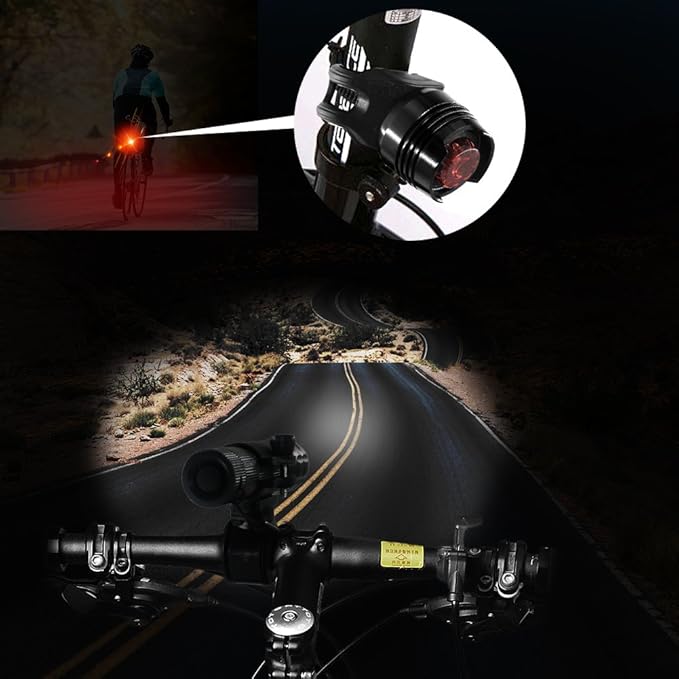 2 Packs Bike Light Set Super Bright Focus Adjustable Front Headlight and Rear LED Mountain Bicycle Light, Mount Included JB866