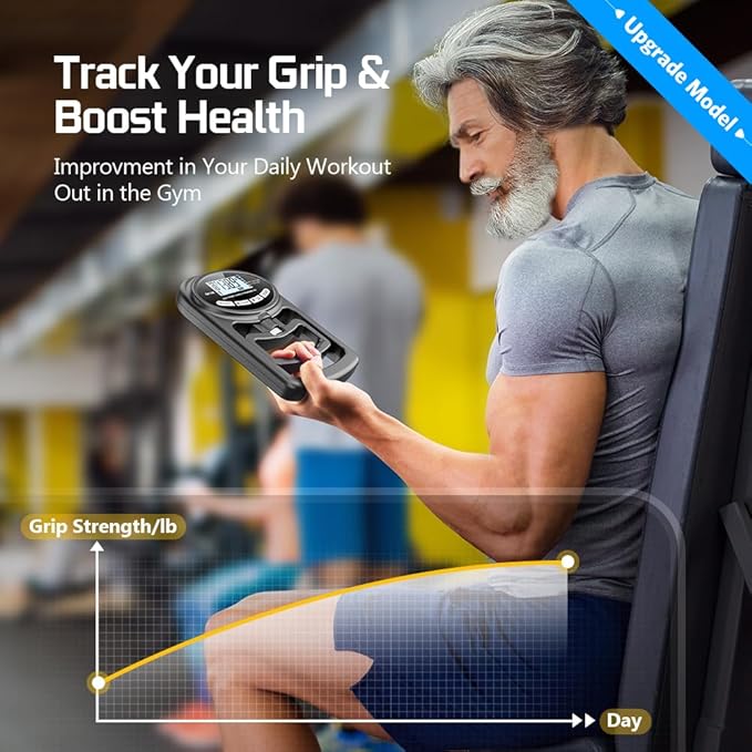 Hand Grip Strength Tester Trainer - Electronic Hand Dynamometer Forearm Grip Strengthener Exerciser Digital Training Gauge 265 Lbs 120 Kgs for Sport Home School Use