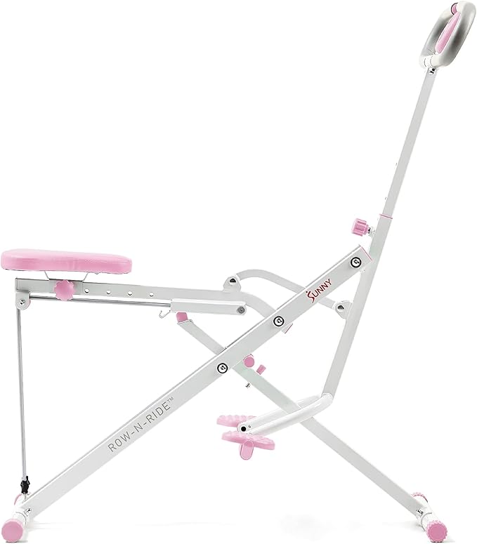 Sunny Health & Fitness Row-N-Ride Squat Assist Trainer, Foldable & Easy Setup Exercise w/Adjustable Resistance, Home Training Machine for Arm, Glute & Leg Workout, Optional Free SunnyFit App Connect