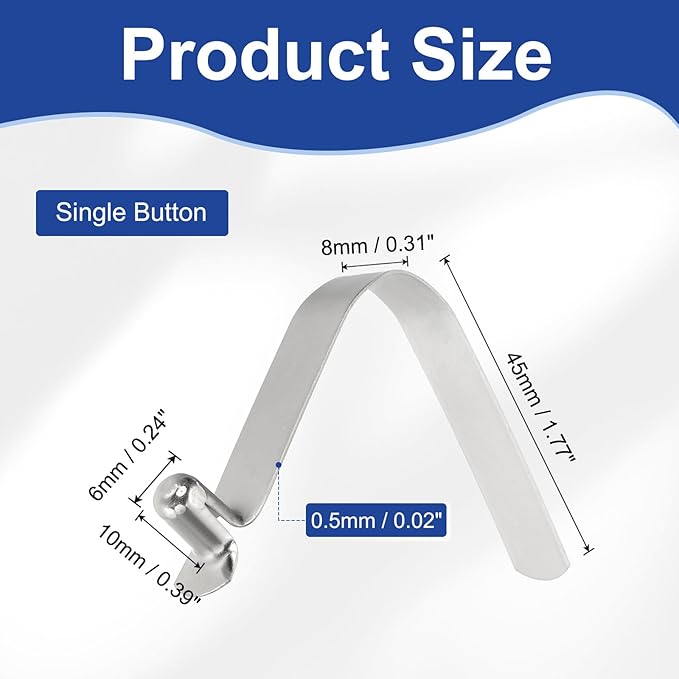 HARFINGTON Single Button Kayak Paddle Snap Spring Clip Spring Steel V-Shaped Hollow Lift Telescopic Locking Tube Pole Clips for Tent Camping