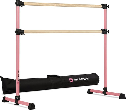 VITA Barre Portable Freestanding Double Ballet Barre, Prodigy, with Carry Bag | Adjustable Height, USA Made, Home or Gym Exercise Equipment for Kids & Adults | Dance, Fitness, Pilates