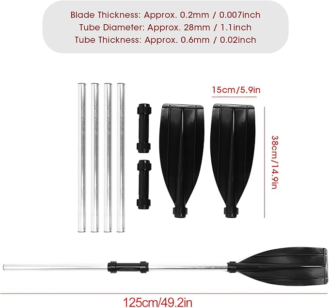 Gonetre 125CM/49.2In Detachable Afloat Oars Aluminum Alloy Paddles Dual End Portable for Boat Kayak Raft Canoe 52 * 18 * 8*CM Other Means of Transportation