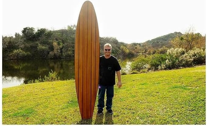Wooden Surfboard Longboard Handmade Stylish Fins Glossy Exterior Red Cedar Epoxy Surfboard