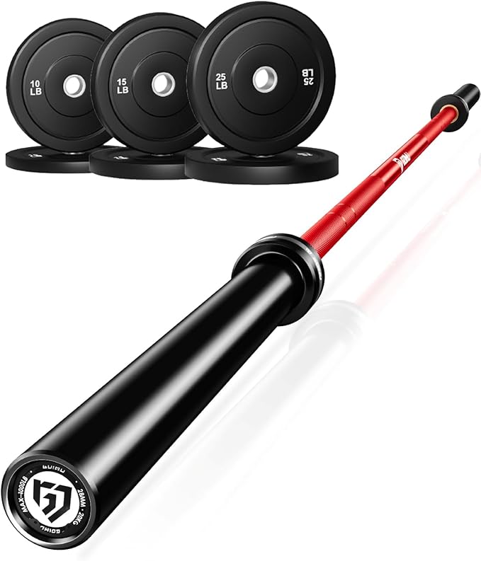 PB01 7FT Olympic Barbell, Weight Bar with Knurled Grip, 1000lb Capacity Strength Training Deadlift Bar for Squat, Weightlifting, Bench Press, Fits 2-inch Standard Weight Plates