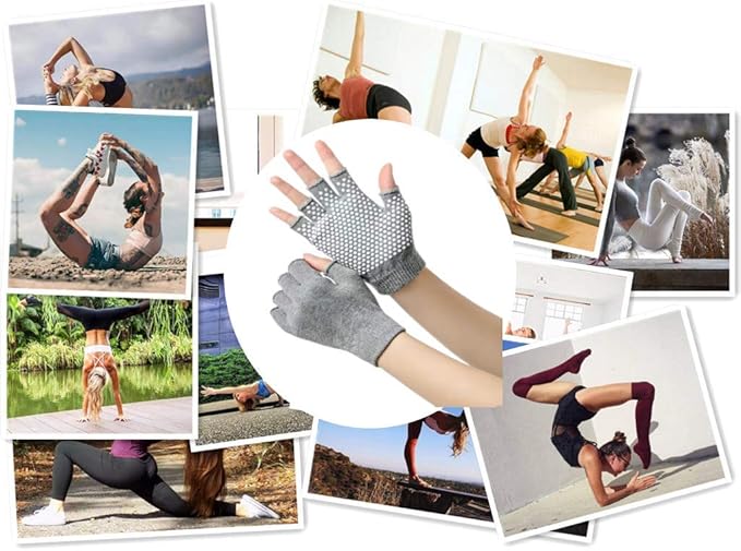 YL TRD V 2 Packs of Non Slip Fingerless Yoga Gloves Exercise Gloves Workout Gloves
