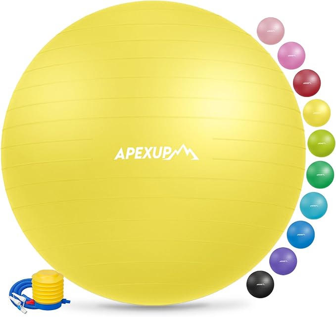 APEXUP Yoga & Pilates Ball - Anti Slip Heavy Duty Gym Ball for Fitness, Balance & Core Workout