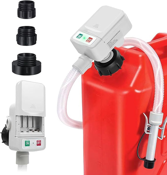 Battery-Powered Fuel Transfer Pump - No Spill Portable Siphon with 3 Adapters & Auto Shut-Off for Gas/Diesel/Kerosene/Water (3.2 Gallons Per Min,12LPM) (Gray)
