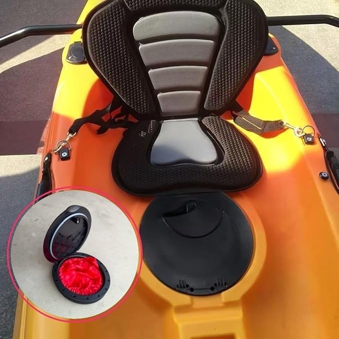 Round/Square Hatch Cover Deck Panel, ABS Sealed Hatch Cover kit with red Waterproof Bag, Suitable for Kayaking