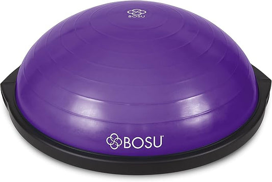 Bosu Balance Ball Exercise Trainer, Home Gym Equipment w/ Guided Workouts & Pump, 26", Blue - Inflatable Fitness Platform for Strength Training, Standing, Balancing, and Core Workout