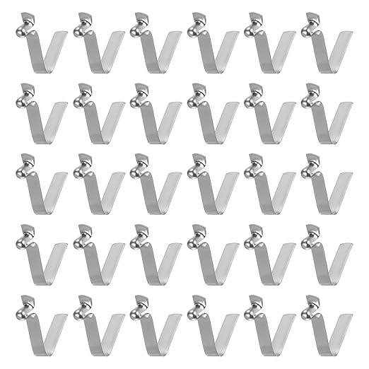 HARFINGTON 30pcs Single Button Kayak Paddle Snap Spring Clip 3.8x5.6x16.3mm 65Mn Spring Steel V-Shaped Hollow Lift Telescopic Locking Tube Pole Clips for Tent Umbrella Camping