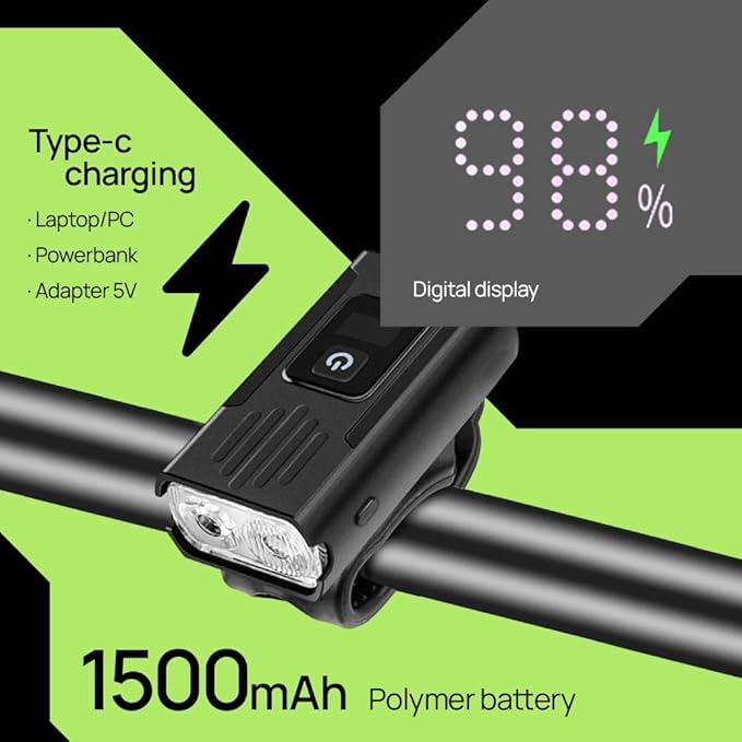 Bike Lights Kit Front and Back, USB C Rechargeable with Auto Brake Sensing, Waterproof Bicycle Headlight & Tail Light Set for Night Riding, Long Battery Life for Cycling Safety