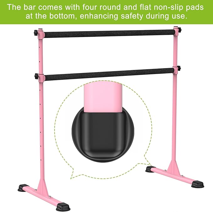 Dolibest Freestanding Ballet Bar, Height Adjustable Ballet Bar, Heavy Duty Dance Bar, with Non-Slip Rubber Pads, Enhanced Stability, Dance/Yoga/Fitness Stretching Bar, Ideal for Kids and Adults