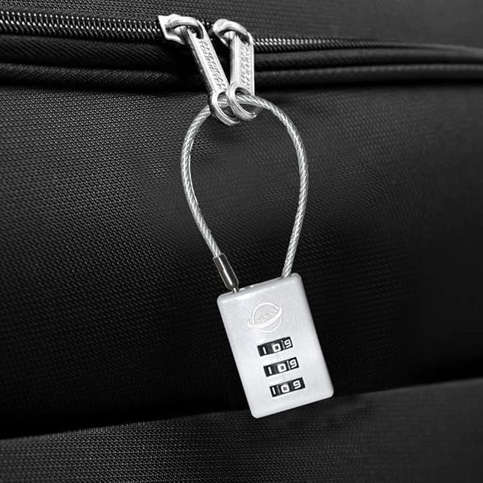 3 Digit Cable Combination Lock 5 inches Cable for School Gym Locker,Filing Cabinets,Helmet,Toolbox,Luggage Suitcase,knapsack,Grey 2Pack