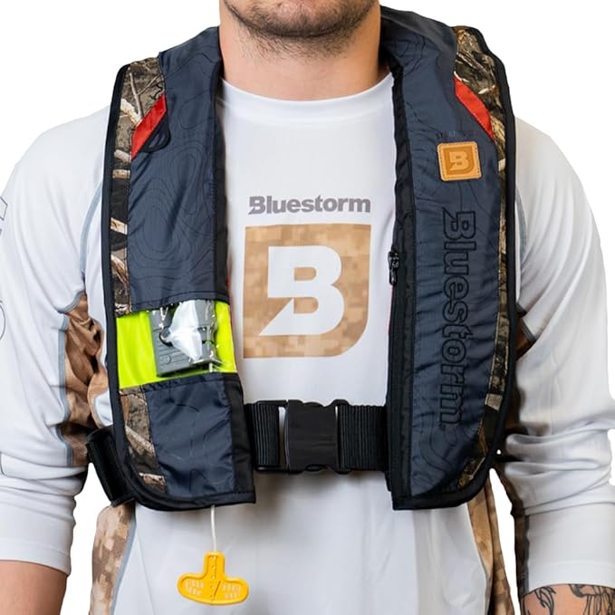 BLUESTORM Stratus 35 Inflatable Life Jacket PFD for Adults | US Coast Guard (USCG) Approved Automatic Self Inflating Life Vest Preserver with Manual Ripcord