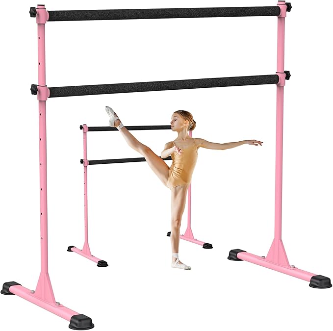 Dolibest Freestanding Ballet Bar, Height Adjustable Ballet Bar, Heavy Duty Dance Bar, with Non-Slip Rubber Pads, Enhanced Stability, Dance/Yoga/Fitness Stretching Bar, Ideal for Kids and Adults