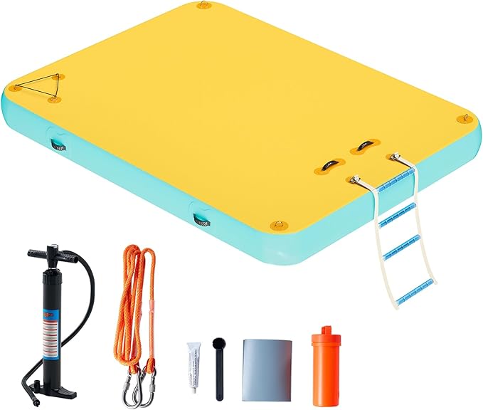 Specraft Inflatable Floating Dock, Non-Slip Air Dock Platform loating Island Raft with Rope Ladder for Pool Lake Beach Ocean