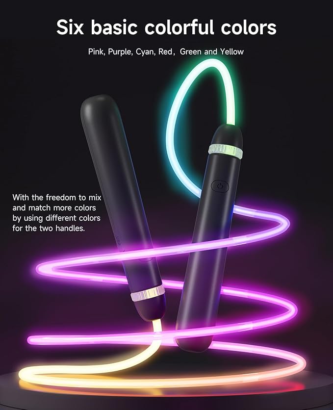 LED Light Up Jump Rope for Kids and Adult, Adjustable Glowing Skipping Rope for Boys and Girls, Colorful Luminous Jumping Rope for Fitness and Workout
