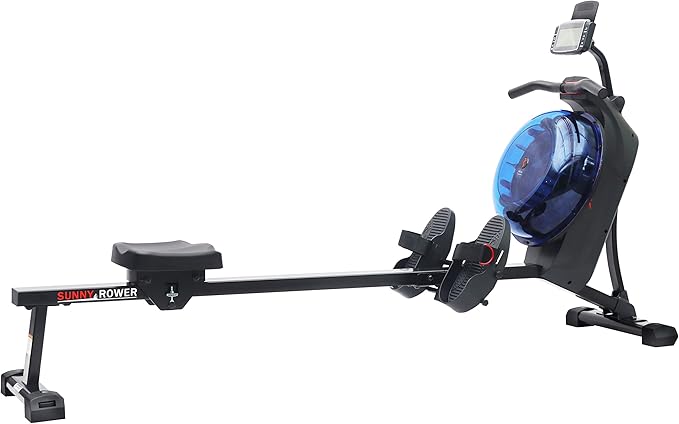 Sunny Health & Fitness Elite Water Rowing Machine with High Dynamic Resistance Vertical Tank, Low-Impact Full-Body Workout and Optional Free SunnyFit App Connectivity