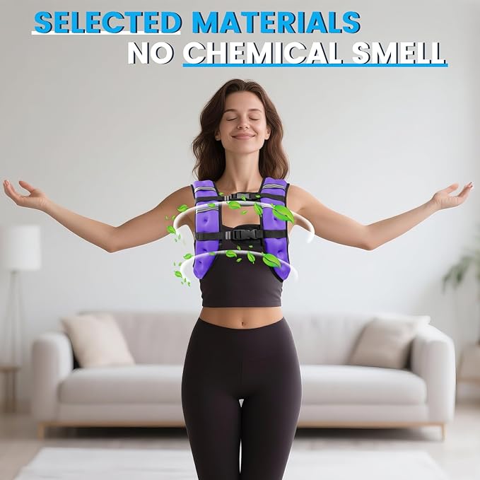 Weighted Vest, 6lb/8lb/12lb/16lb/20lb/30lb for Men, Women with Reflective Stripe, Weight Vests Adjustable for Workout, Strength Training, Running, Fitness, Muscle Building, Weight Loss