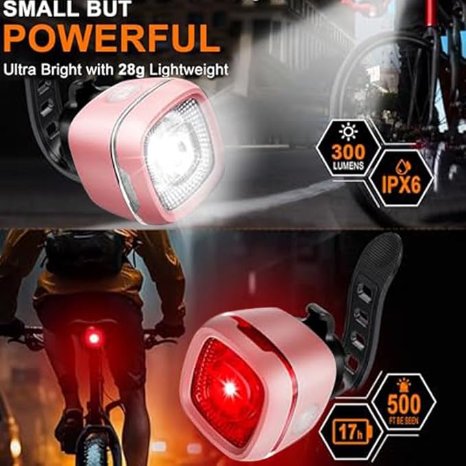 Mini Bike LightNew 5+5 Mode IPX6 Waterproof, Type-C Rechargeable, Suitable for Night Riding, with high Brightness Front and Rear,Headlight Taillight for Men Women Kids Road Mountain