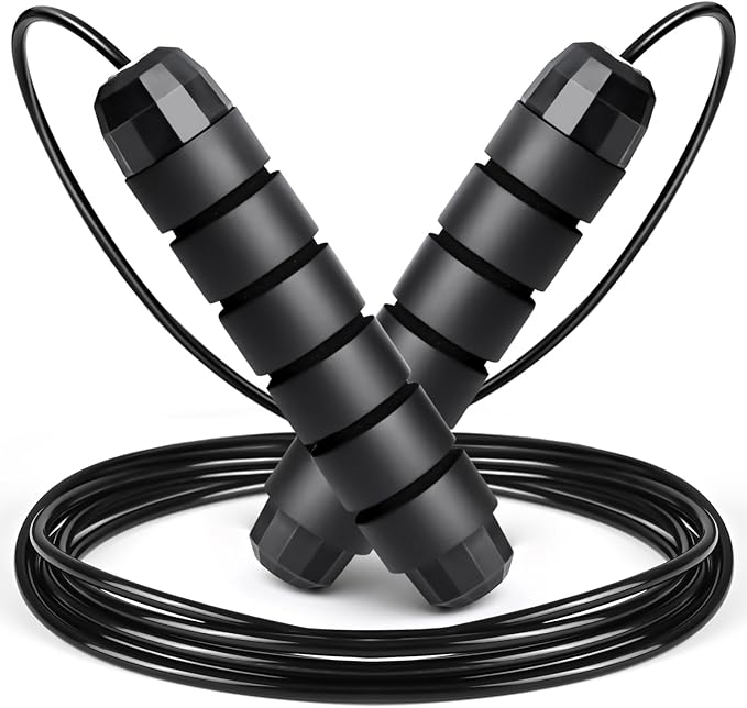 BLEUM CADE Adjustable Jump Rope, Skipping Rope with Ball Bearings, with Foam Handles for Fitness, Home Exercise & Slim Body, for Kids, Men, and Women