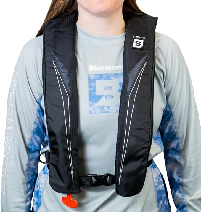 BLUESTORM Cirrus26 Inflatable PFD Life Jackets for Adults | US Coast Guard Approved Automatic Life Vest w/Manual Override Convertibility