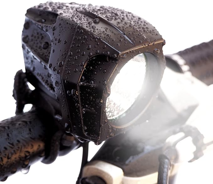 BRIGHT EYES Helios Fully Waterproof 1600 Lumen Rechargeable Mountain, Road Bike, MX Headlight, 6400mAh External Battery (Now 4+ Hours on Bright Beam) - Included: Free Diffuser Lens and Free Taillight