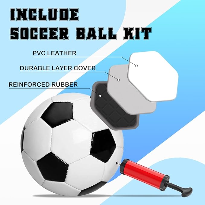 6x4FT Kids Soccer Goal for Backyard Set Portable Soccer Goal with Ball Pump and Cones Soccer Net Set of 2 Training Equipment Outdoor Sports Gift