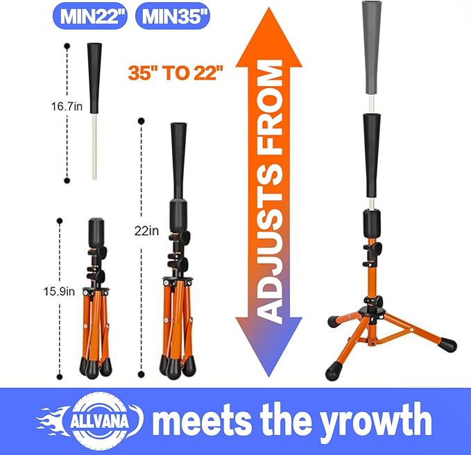 Adjustable Baseball Hitting Tee for Softball - Youth T-Ball Stand Ages 3-12 with Tool-Free Height, Multi-Surface Stability, Durable Baseball Training Equipment