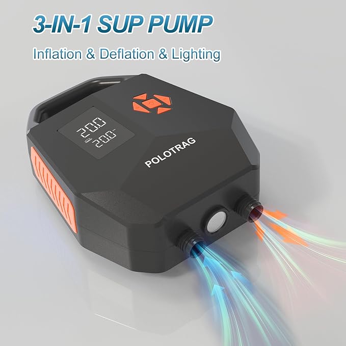 Paddle Board Pump, SUP Pump Electric Portable with Auto-Off/Deflation, 12V DC Car Connector Air Pump for Inflatables, Kayak and Air Mattress
